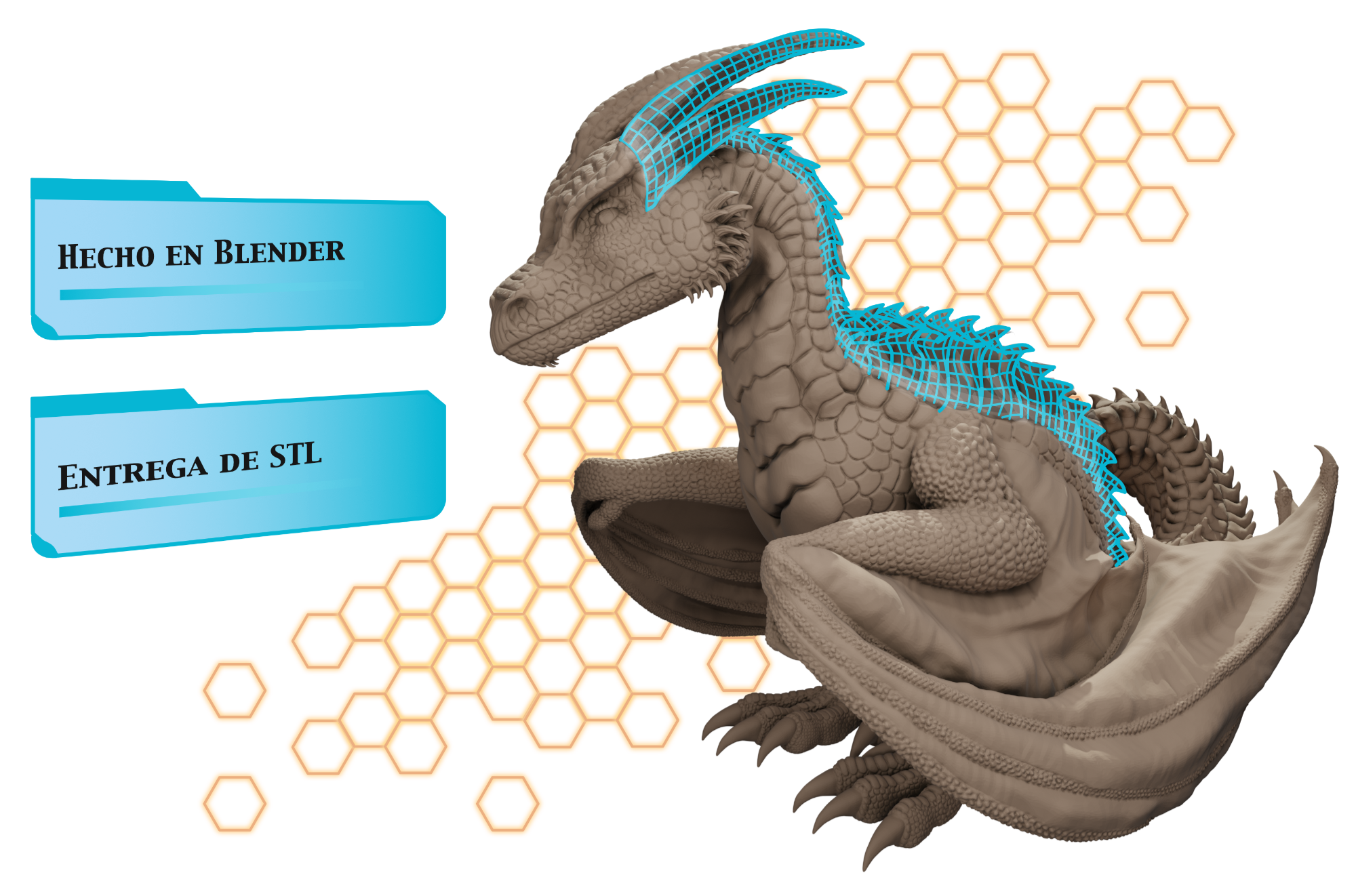 dragon wireframe 3D